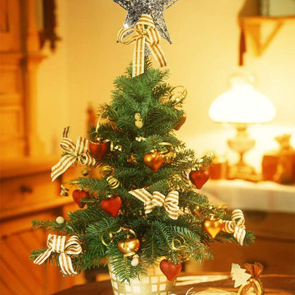 8" Glitter Star Tree Topper – Silver Christmas Treetop for Holiday Décor