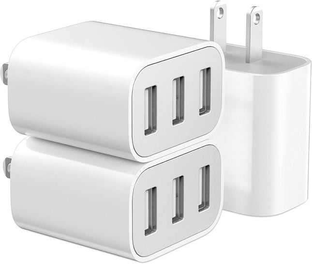 3-Port USB Wall Charger – Compatible with iPhone, iPad, Samsung & Android