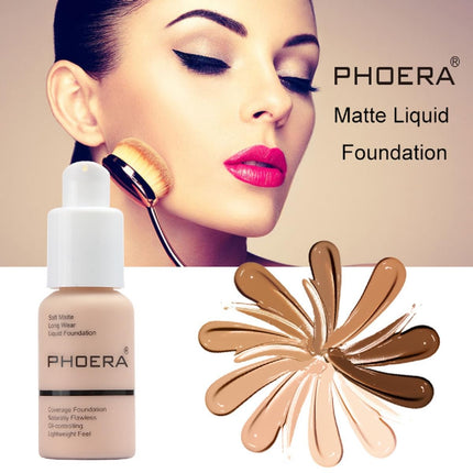 2-Pack PHOERA Soft Matte Foundation – 24HR Full Coverage, Oil Control, 30ml