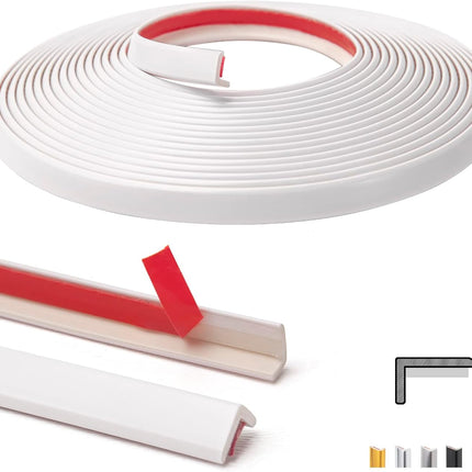 White Vinyl Corner Trim – 20ft, Self-Adhesive for Tile & Wall Edges