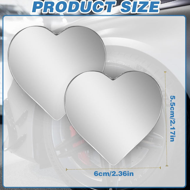 2Pcs Heart Shaped Blind Spot Mirrors – Adjustable, Wide Angle Convex, Universal Fit