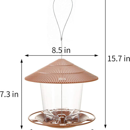Outdoor Hanging Bird Feeder for Wild Bird Seed, Brown Garden Feeder