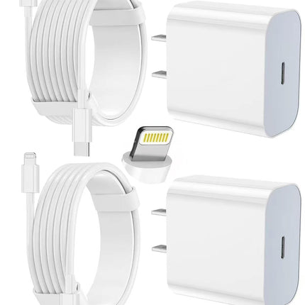 2 Pack iPhone Fast Charger with Type C Wall Adapter & Long USB C Cable Set