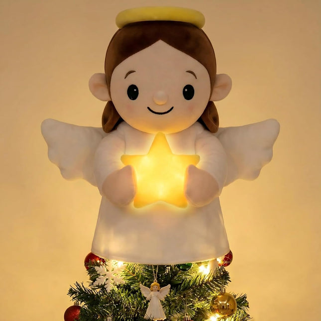 Christmas Tree Topper Angel 9'' Plush Cartoon Star Decoration Xmas Decor