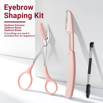 8-in-1 Eyebrow Kit – Tweezers, Trimmer, Scissors, Razor, Brush, Travel Bag for Women