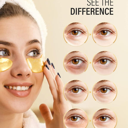24k Gold Under Eye Patches (25 Pairs) – Collagen Masks for Dark Circles & Puffiness