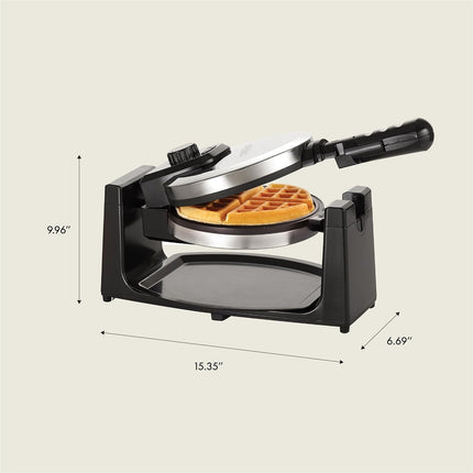 Classic Belgian Waffle Maker Rotating Design with Removable Drip Tray