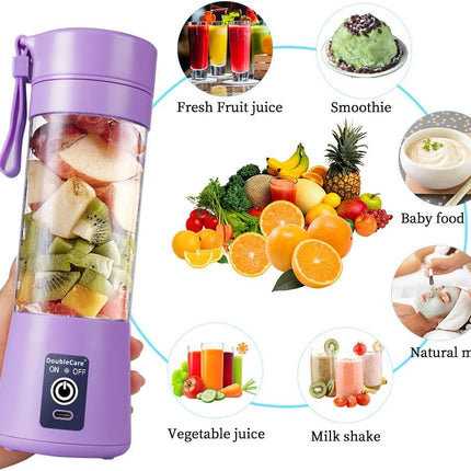 Portable USB Blender 380ml Mini Juicer Cup 6 Blades Rechargeable Smoothie Maker Purple