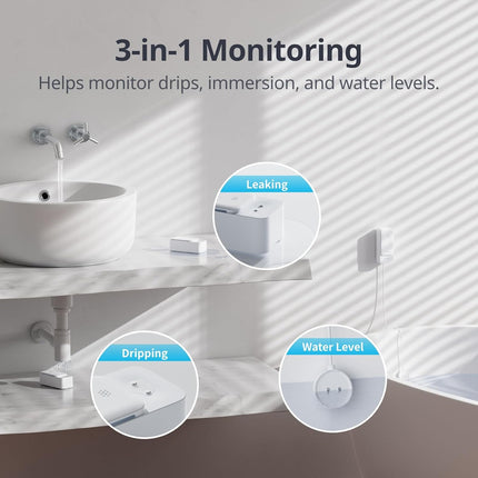 WiFi Water Leak Detector with App Alerts & 100dB Alarm – IP67 Waterproof