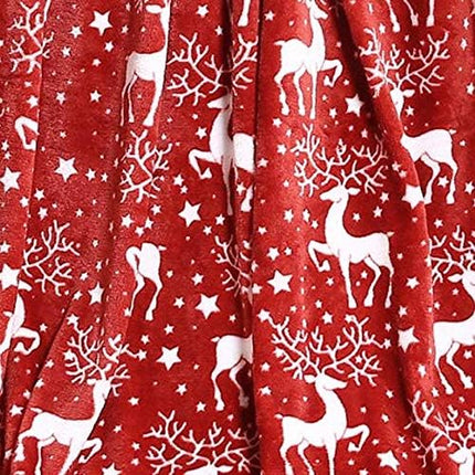 Christmas Fleece Throw Blanket – Velvet Touch, 50x60", Reindeer Print