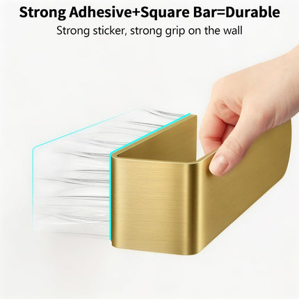 2 Pack Wall Mounted Gold Towel Holders – 8 Inch Adhesive, for Bathroom & Kitchen