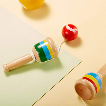 2 Pack Wooden Cup and Ball Catch Game with String, Hand-Eye Coordination Skill Toy