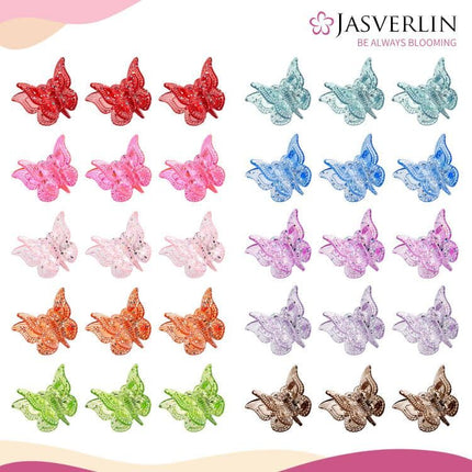50 Pack Small Sparkly Butterfly Hair Clips Cute 90s Style Accessories