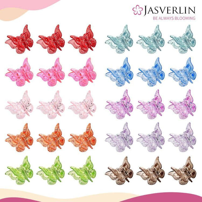 50 Pack Small Sparkly Butterfly Hair Clips Cute 90s Style Accessories