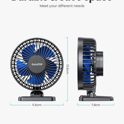 USB Desk Fan – Small but Powerful, Quiet, 3 Speeds, Personal Cooling, Blue