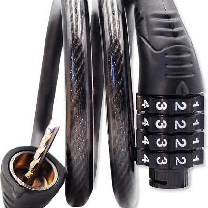 32in 4-Digit Combination Bike Lock, 10mm PVC-Coated Steel Cable for Bikes & Scooters