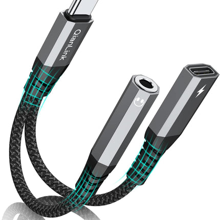 USB-C to 3.5mm Headphone & Charger Adapter – 2-in-1 PD 60W for iPhone & Samsung