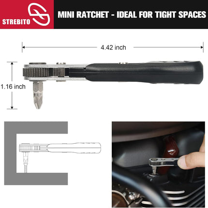 22-Piece Mini Ratchet Set – 1/4" Ratchet, Right Angle Screwdriver for Tight Spaces