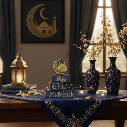 4Pc Ramadan Wooden Decorations Eid Mubarak Islamic Tiered Tray Decor