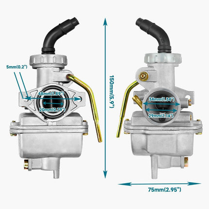 PZ20 Carburetor Kit for 50cc-125cc Chinese ATV Go Kart Pit Dirt Bike 4 Stroke