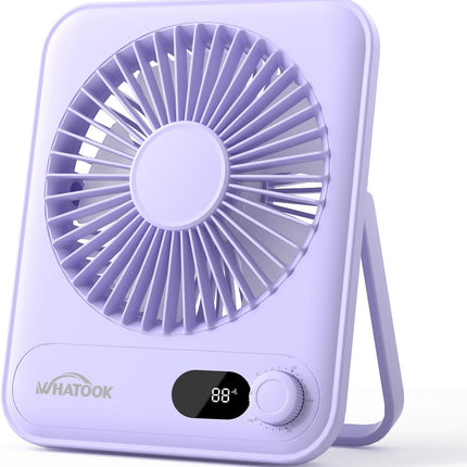 Small Desk Fan – 2000mAh Rechargeable Personal Fan, Quiet & Portable, Purple
