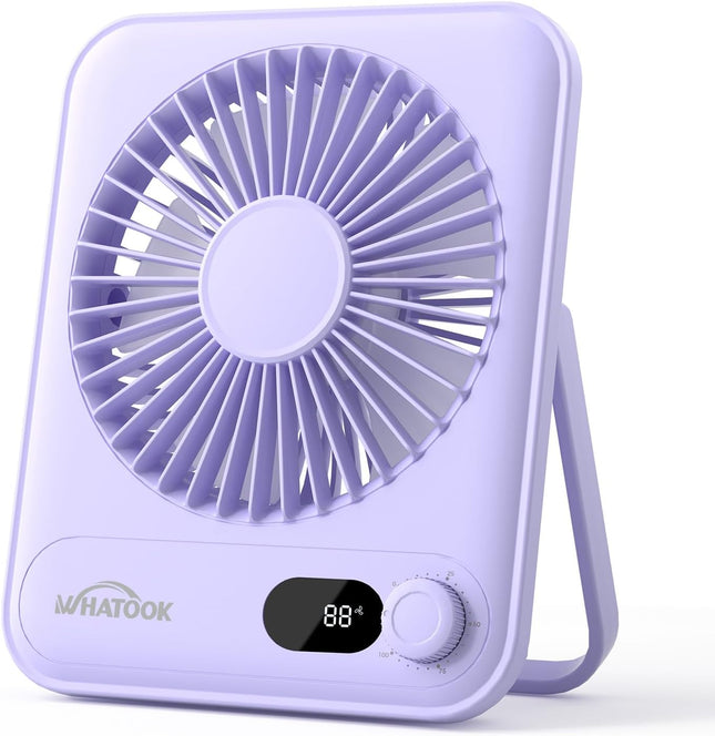Small Desk Fan – 2000mAh Rechargeable Personal Fan, Quiet & Portable, Purple