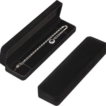 2-Piece Velvet Jewelry Gift Box Set – Necklace & Bracelet Display, Black
