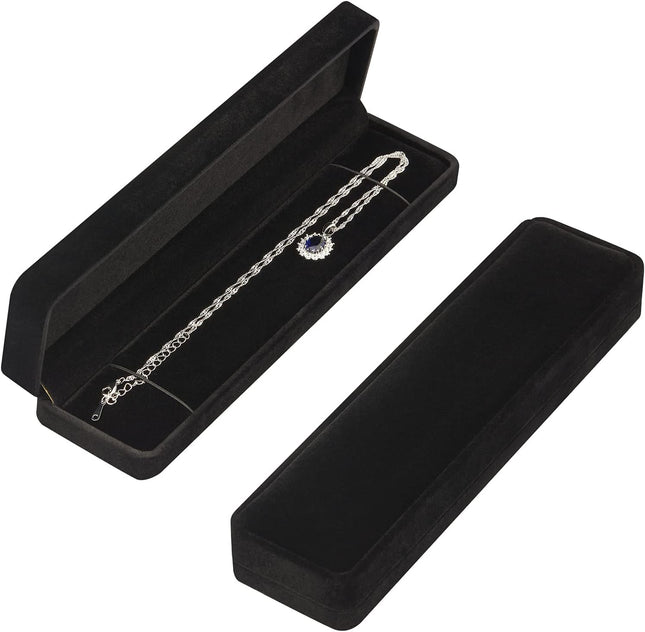 2-Piece Velvet Jewelry Gift Box Set – Necklace & Bracelet Display, Black