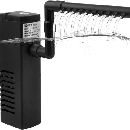 100GPH 5W Internal Aquarium Filter with Aeration, Submersible Filter for 5-15 Gallon Tanks