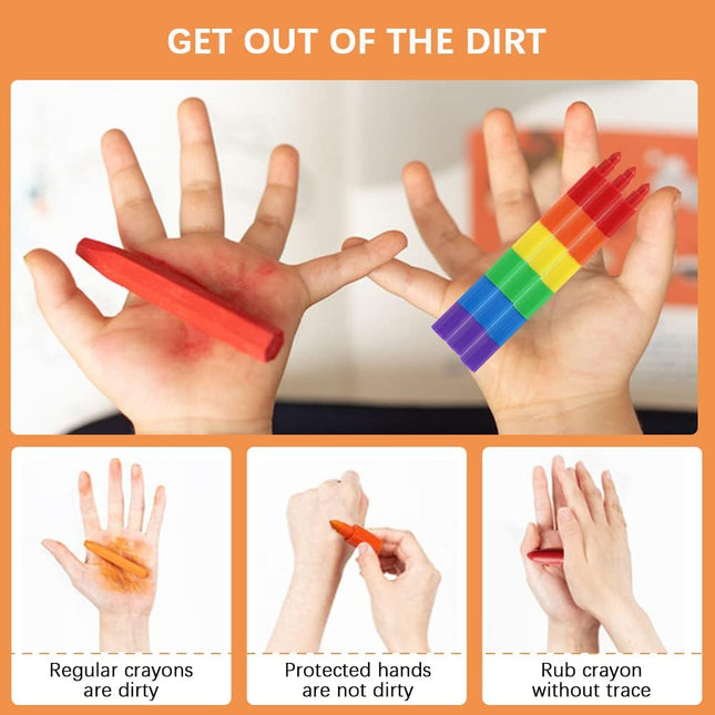 15-Pcs Stackable Crayons Set – Rainbow, Buildable Crayons for Kids, Birthday Gifts