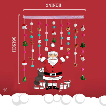 Christmas Fluffy Plush Curtain – Self-Adhesive, 34" W x 36" L for Door, Window, Wall