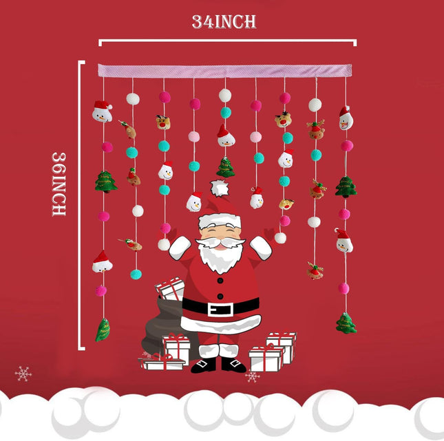 Christmas Fluffy Plush Curtain – Self-Adhesive, 34" W x 36" L for Door, Window, Wall