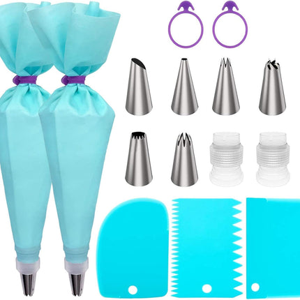 Piping Bags and Tips Set Cake Decorating Kit with Reusable Pastry Bags