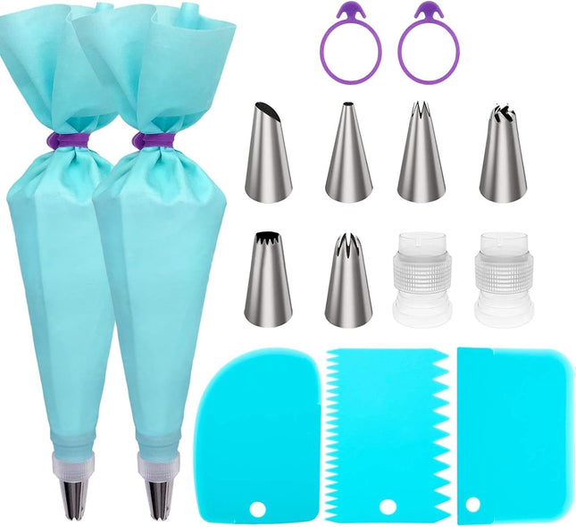 Piping Bags and Tips Set Cake Decorating Kit with Reusable Pastry Bags