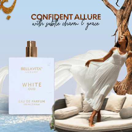 BellaVita Luxury White Oud Unisex Eau de Parfum 100ml Citrus Amber Musk Perfume