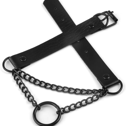 Gothic Black Pet Collar and Leash Set Leather Chain Punk Dog Accessory