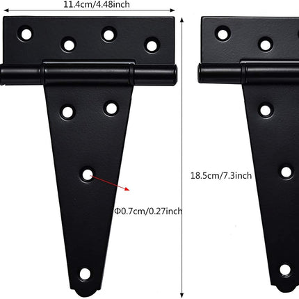 Gate Hardware Set, 6" T Strap Hinges, 10" Handle & Self-Locking Latch