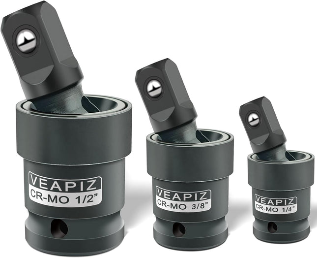 3PCS Impact Universal Joint Socket Set, 1/4", 3/8" & 1/2" Drive Cr-Mo Steel