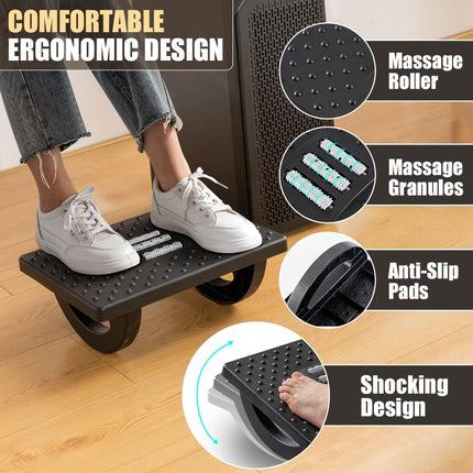 Ergonomic Under Desk Foot Rest – Rocking Footstool with Roller Massager for Office