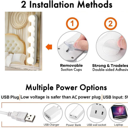 Portable LED Makeup Light – 3 Colors, Dimmable, Adjustable for Vanity Mirror