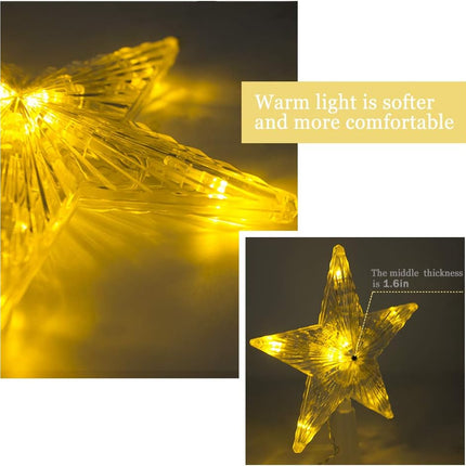 LED 6" Christmas Tree Topper Star – Rustic Battery Lighted Holiday Decor