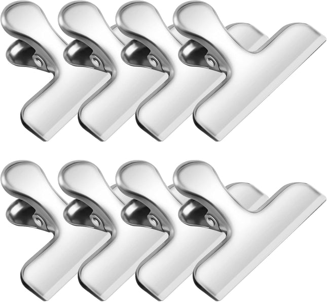 8-Pack Stainless Steel Chip Clips – Heavy Duty Bag & Snack Clips