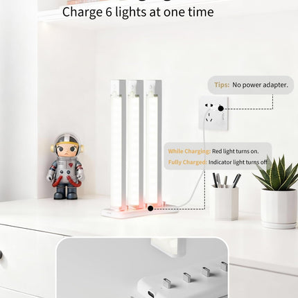 6 Pack 8 Inch Rechargeable Motion Sensor Under Cabinet Lights with Charging Station