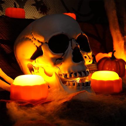 4-Pack LED Pumpkin Lights with Remote & Timer, Battery-Operated Halloween Decor