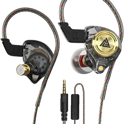 AK3File Wired Gaming Earbuds HiFi IEM 10mm Driver Deep Bass Headphones Black