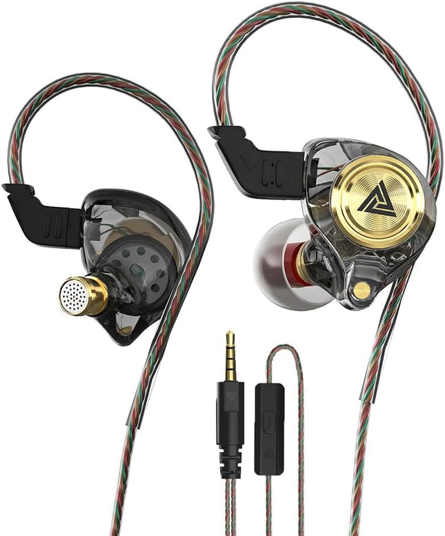 AK3File Wired Gaming Earbuds HiFi IEM 10mm Driver Deep Bass Headphones Black