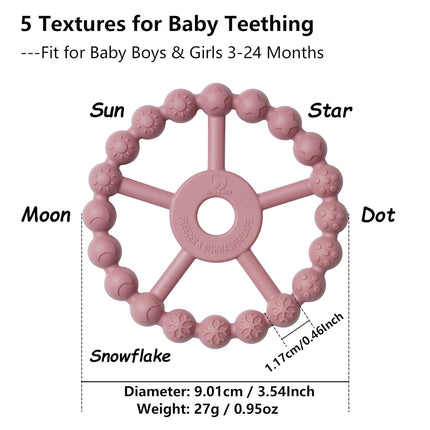 Seposeve 3-Pack Baby Teethers – Purple, Pink & White for 0–24M
