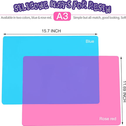 Silicone Craft Mat Set 2 PCS 15.7x11.7 Resin Mold Playdough Clay Paint Mats