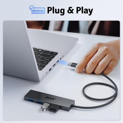 4 Port USB 3.0 Hub with USB C Power Port for Laptop PC Desktop 2FT
