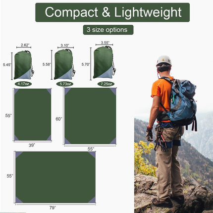 Pocket Picnic Blanket, Lightweight Sandproof & Water-Resistant Outdoor Mat, 55 × 60 Inch
